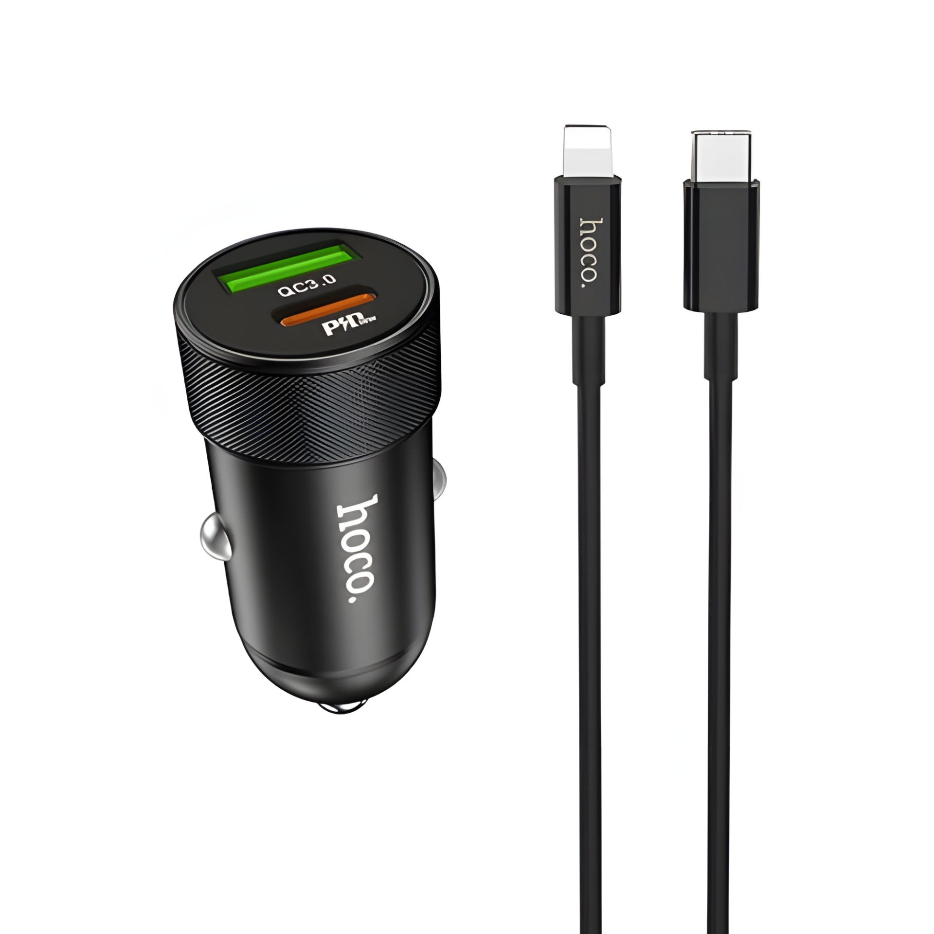 ЗУ для авто Hoco Z32B PD+QC3.0(1USB/ 1USB-C/ 4A) + Серый кабель Type-C для iPhone ЗУ для авто Hoco Z32B PD+QC3.0(1USB/ 1USB-C/ 4A) + Серый кабель Type-C для iPhone