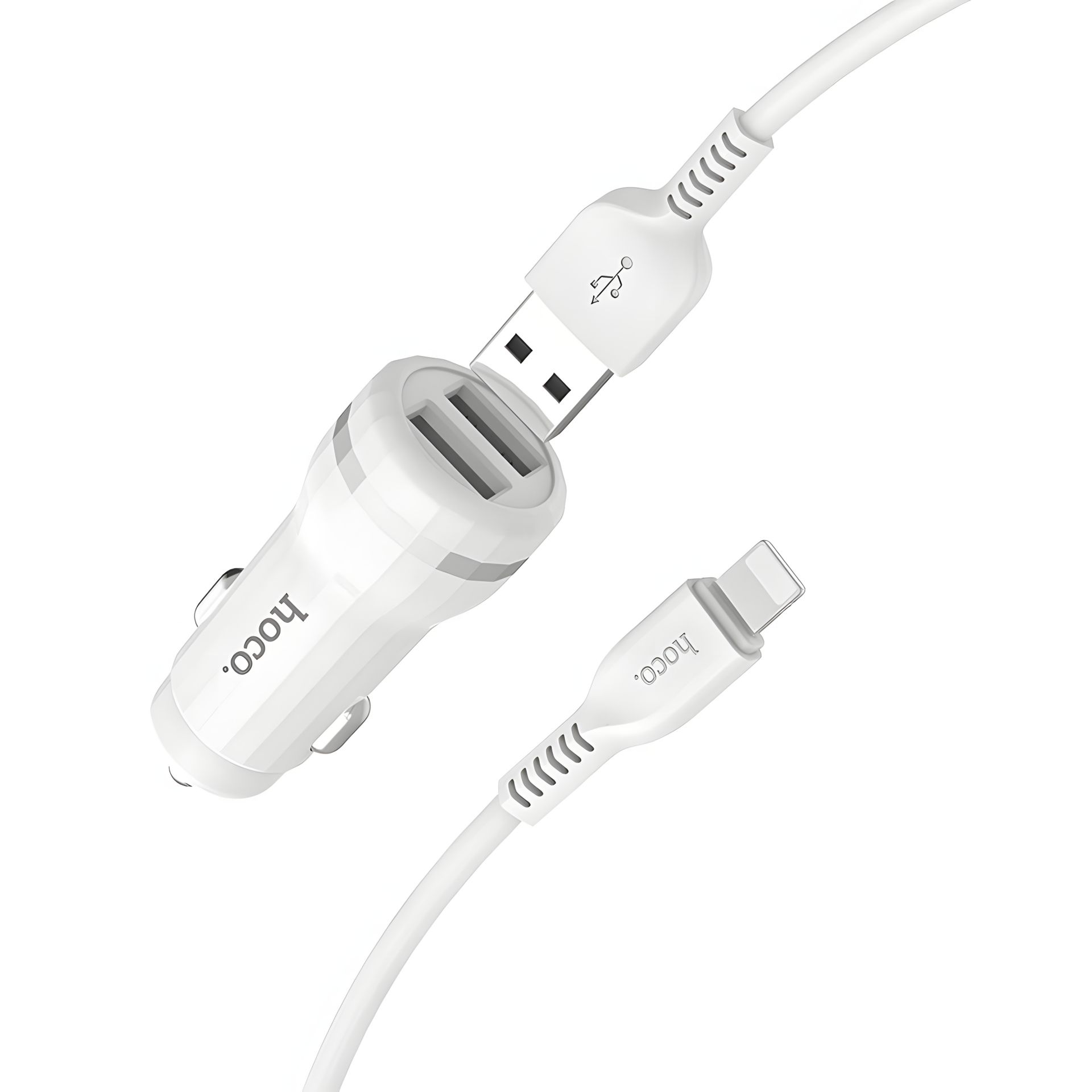 Автомобільне ЗУ Hoco Z27 (2USB/2.4A) + Cable iPhone White - зарядні пристрої Автомобільне ЗУ Hoco Z27 (2USB/2.4A) + Cable iPhone White - зарядні пристрої