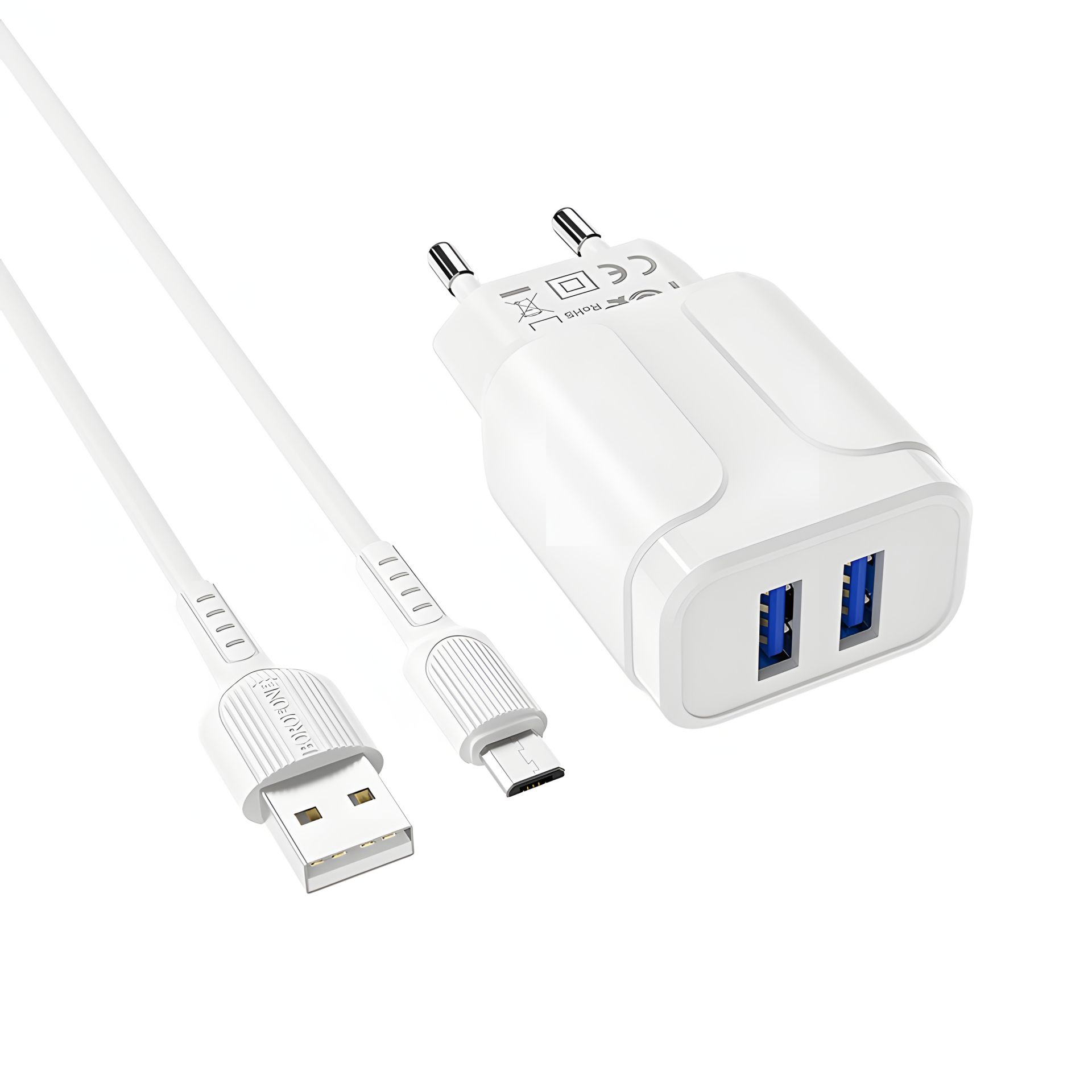 Зарядний пристрій Borofone BA37A Micro 2USB 2.4A White Зарядний пристрій Borofone BA37A Micro 2USB 2.4A White
