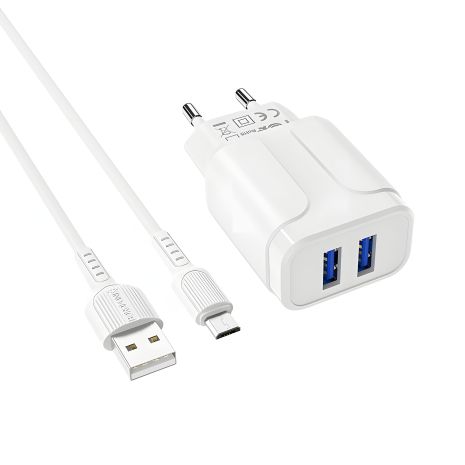 Зарядний пристрій Borofone BA37A Micro 2USB 2.4A White Зарядний пристрій Borofone BA37A Micro 2USB 2.4A White