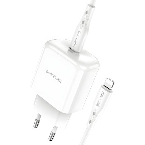 Зарядний пристрій Borofone BN3 Premium Type-C to Lightning PD 20W QC3.0 White