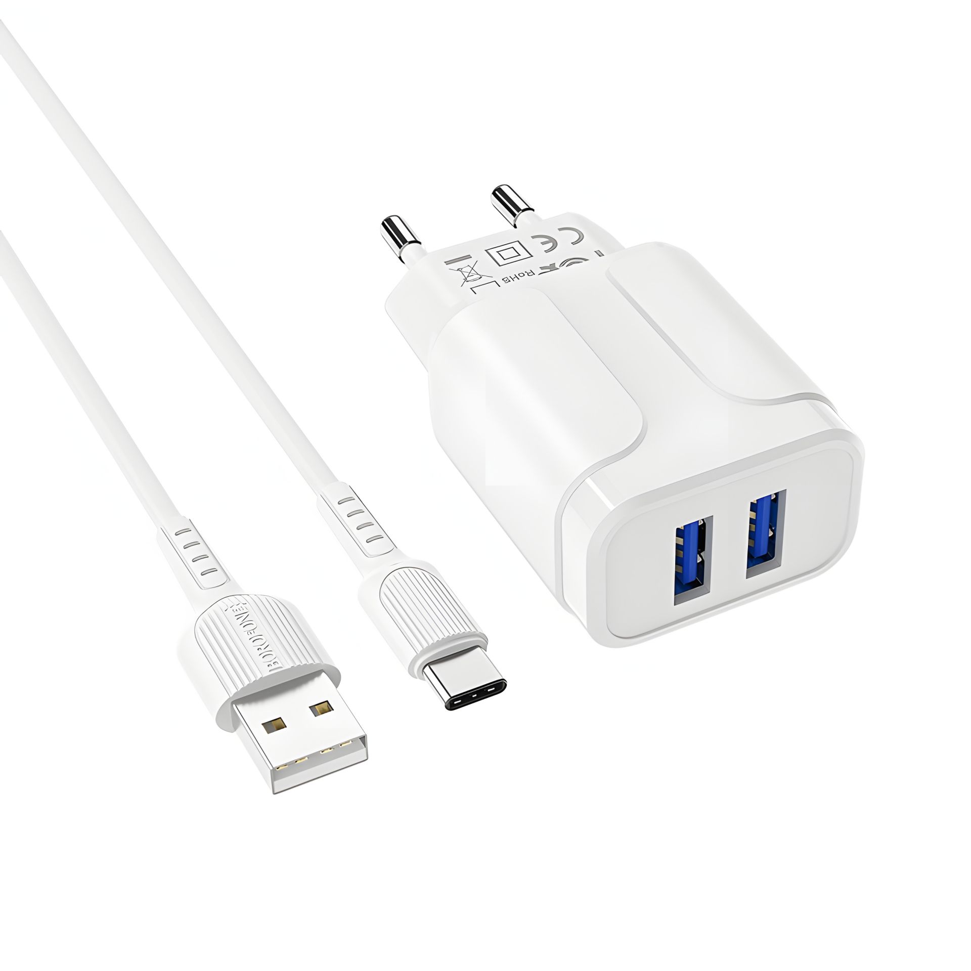 Зарядний пристрій Borofone BA37A Type-C 2USB 2.4A White Зарядний пристрій Borofone BA37A Type-C 2USB 2.4A White