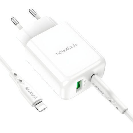 Зарядное устройство Borofone BN4 PD 20W QC3.0 Type-C to Lightning White Зарядное устройство Borofone BN4 PD 20W QC3.0 Type-C to Lightning White