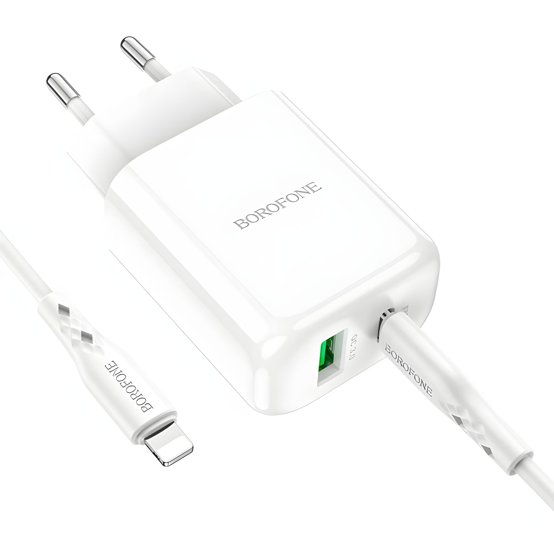 Зарядний пристрій Borofone BN4 PD 20W QC3.0 Type-C to Lightning White Зарядний пристрій Borofone BN4 PD 20W QC3.0 Type-C to Lightning White