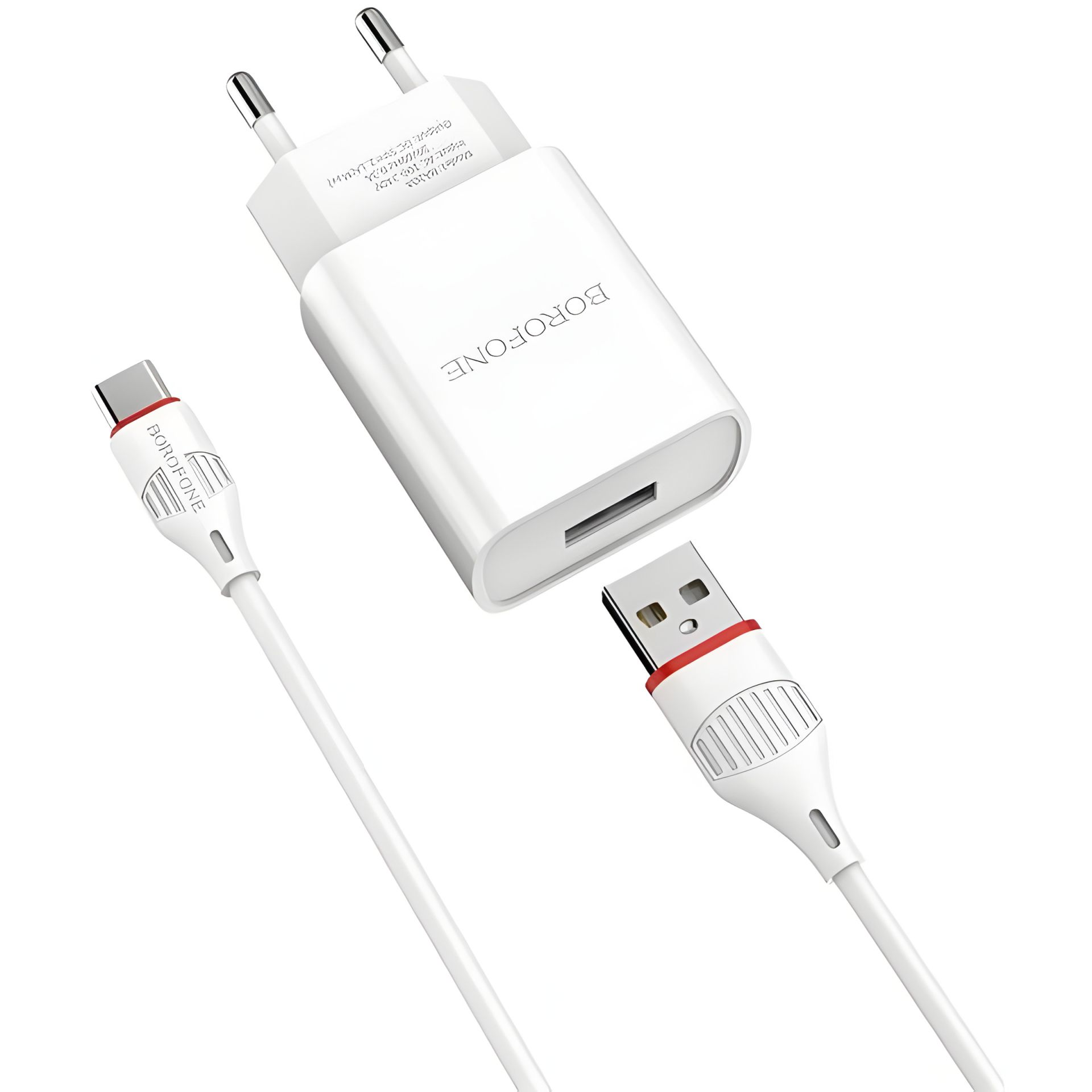 Мережевий зарядний пристрій Borofone BA20A, кабель USB to Type-C, 1USB, 2.1A, White Мережевий зарядний пристрій Borofone BA20A, кабель USB to Type-C, 1USB, 2.1A, White