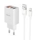 Зарядное устройство Borofone BA58A Digital Display Lightning 2USB 2.4A White Зарядное устройство Borofone BA58A Digital Display Lightning 2USB 2.4A White