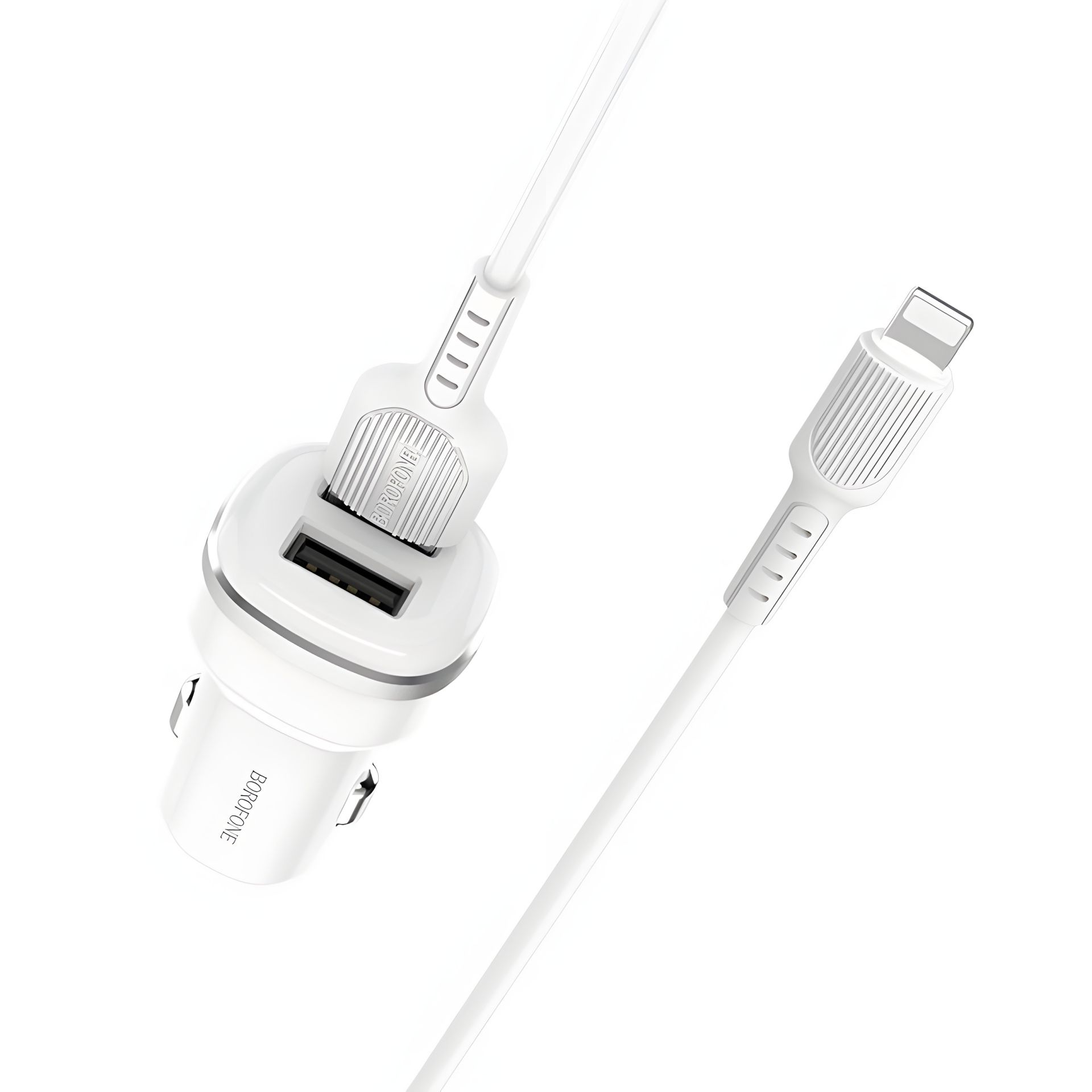 ЗУ для авто Borofone BZ12 2.4A 2 USB + Кабель USB на Lightning Белый ЗУ для авто Borofone BZ12 2.4A 2 USB + Кабель USB на Lightning Белый