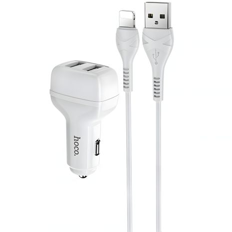 Автомобільне ЗУ Hoco Z36 Lightning 2USB White