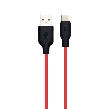 Кабель USB Hoco X21 Plus Silicone Type-C Чёрно-Красный