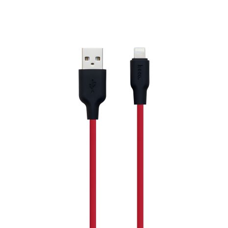 Кабель USB Hoco X21 Silicone Lightning 1m Чёрно-Красный