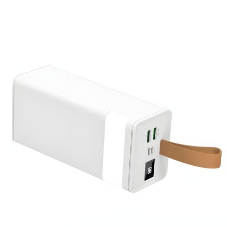 Повербанк XO PR130 (40000mAh/Out: 2xUSB-A 22.5W QC3.0,Type-C PD 20W/In: micro-USB, Type-C 18W) з LED Дисплеєм та ліхтариком, Білий