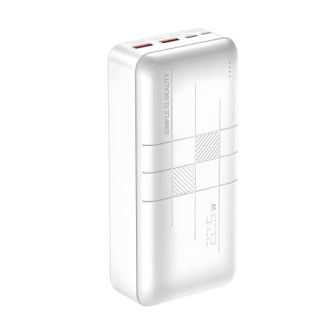 Білий повербанк XO PR189 (30000mAh/Out: 2USB-A 22.5W QC3.0, Type-C PD 20W/In: micro-USB, Type-C 18W) з LED-індикатором Білий повербанк XO PR189 (30000mAh/Out: 2USB-A 22.5W QC3.0, Type-C PD 20W/In: micro-USB, Type-C 18W) з LED-індикатором