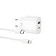Зарядное устройство XO L81A EU PD20W+QC3.0 Type-C to Lightning 2USB 18W White