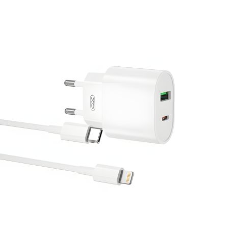 Зарядное устройство XO L81A EU PD20W+QC3.0 Type-C to Lightning 2USB 18W White Зарядное устройство XO L81A EU PD20W+QC3.0 Type-C to Lightning 2USB 18W White