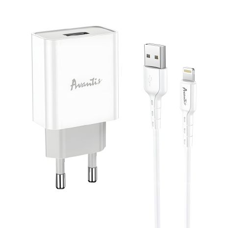 USB зарядний пристрій Avantis A825 1USB Lightning White USB зарядний пристрій Avantis A825 1USB Lightning White