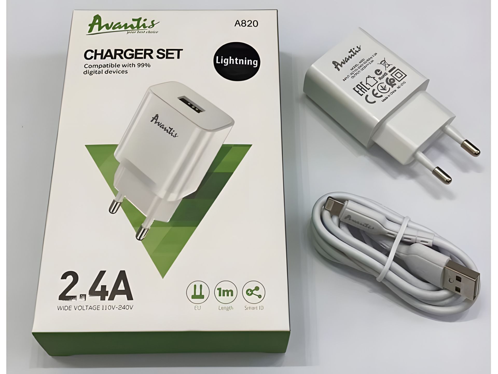 Зарядка Avantis A820 1USB Lightning White Зарядка Avantis A820 1USB Lightning White