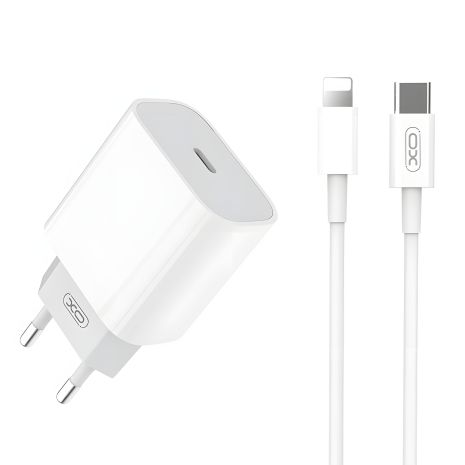 Супершвидкий зарядний пристрій XO L77 PD 20W Type-C to Lightning Білий
