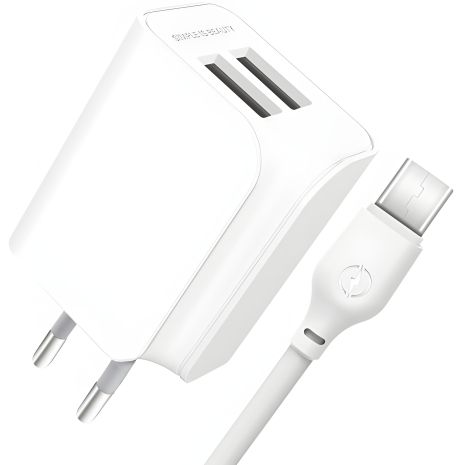 Зарядний пристрій XO L35D Micro 2USB 2.1A White Зарядний пристрій XO L35D Micro 2USB 2.1A White
