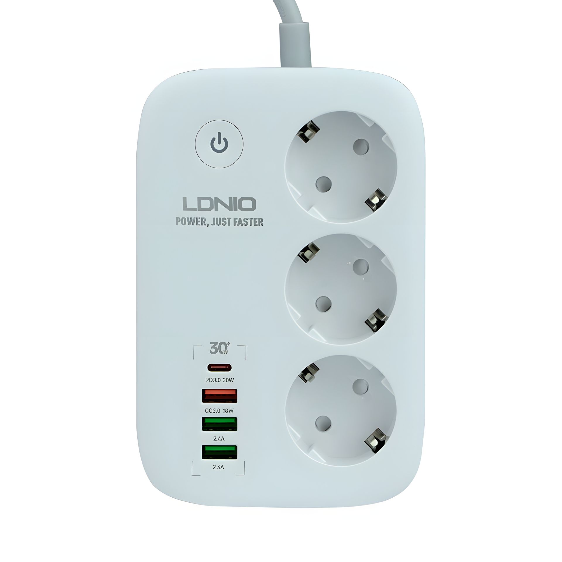 Удлинитель сетевой LDNIO SEW3452 |3USB/1Type-C, 3 розетки. QC/PD, 10A/30W, 2m EU Plug| WiFi Белый Удлинитель сетевой LDNIO SEW3452 |3USB/1Type-C, 3 розетки. QC/PD, 10A/30W, 2m EU Plug| WiFi Белый
