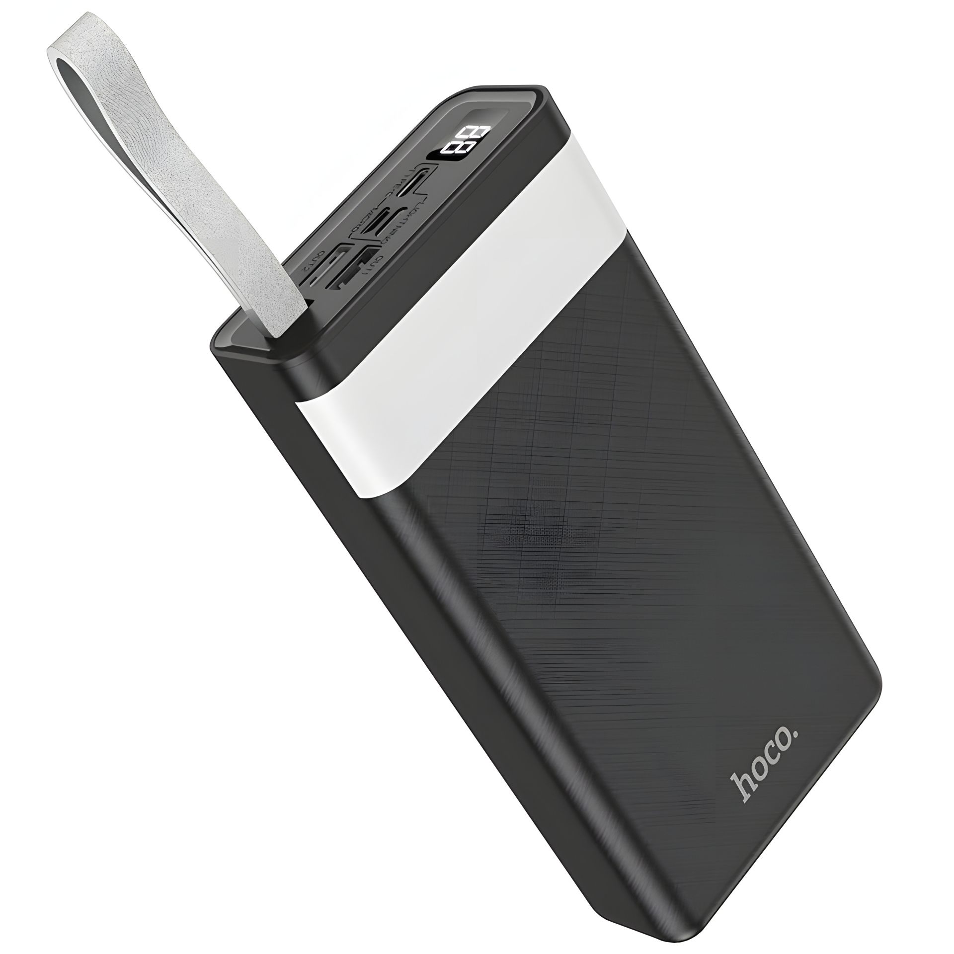 Повербанк Hoco J73 Powerful (30000mAh / Out: 2xUSB / In: Lightning, micro-USB, Type-C 5V/2A) з LED Дисплеєм та ліхтариком, Чорний Повербанк Hoco J73 Powerful (30000mAh / Out: 2xUSB / In: Lightning, micro-USB, Type-C 5V/2A) з LED Дисплеєм та ліхтариком, Чорний