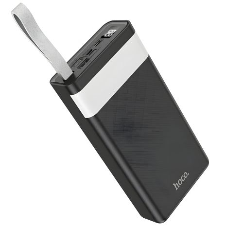 Повербанк Hoco J73 Powerful (30000mAh / Out: 2xUSB / In: Lightning, micro-USB, Type-C 5V/2A) з LED Дисплеєм та ліхтариком, Чорний