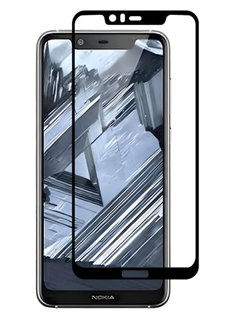 Глянцевое стекло Full screen PowerPlant для Nokia 5.1 Plus, черное