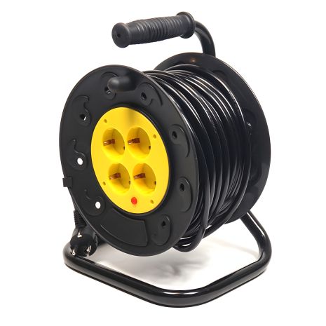 PowerPlant Удлинитель на катушке 25 м, 3x2.5мм2, 16А, 4 розетки, морозостойкий (JY-2002/25)