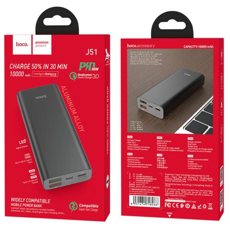 Повербанк Hoco J51 Cool Power 10000 mAh Чёрный Повербанк Hoco J51 Cool Power 10000 mAh Чёрный