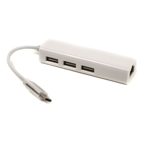 Перехідник PowerPlant USB 3.1 Type-C на 3 порти USB 2.0 з Ethernet Перехідник PowerPlant USB 3.1 Type-C на 3 порти USB 2.0 з Ethernet