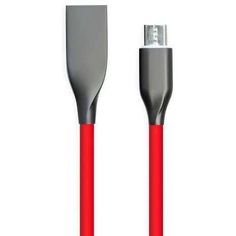 Червоний силіконовий кабель PowerPlant USB - microUSB, 2м Червоний силіконовий кабель PowerPlant USB - microUSB, 2м