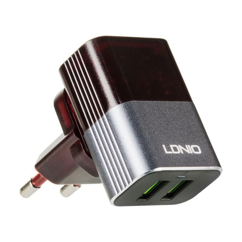 Зарядное устройство LDNIO (2.4A) 2USB Black/Grey + Cable MicroUSB (DL-A2206) Зарядное устройство LDNIO (2.4A) 2USB Black/Grey + Cable MicroUSB (DL-A2206)