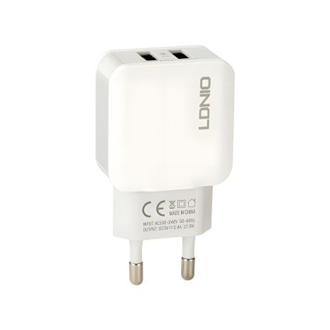 Зарядний пристрій LDNIO (2.4A) 2USB White (DL-A2202) Зарядний пристрій LDNIO (2.4A) 2USB White (DL-A2202)