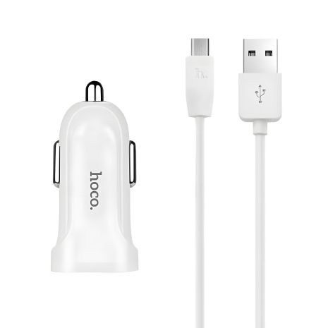 Автомобільне зарядне Hoco Z2 White + USB Cable MicroUSB (1.5A) Автомобільне зарядне Hoco Z2 White + USB Cable MicroUSB (1.5A)