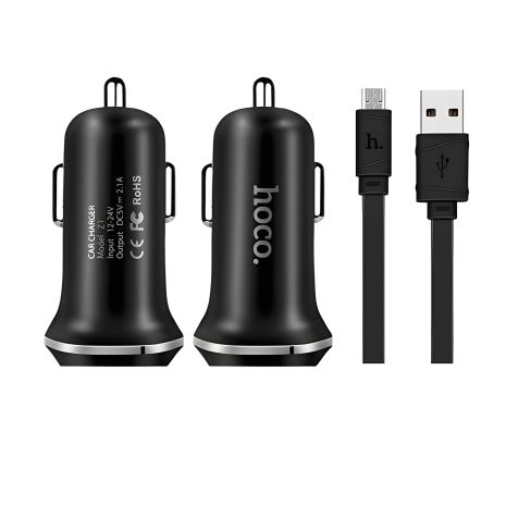 Автомобільне ЗУ Hoco Z1 2USB Black + USB Cable MicroUSB (2.1A) Автомобільне ЗУ Hoco Z1 2USB Black + USB Cable MicroUSB (2.1A)