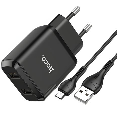 Зарядний пристрій Hoco N7 (2USB/2.1A) + Cable Micro USB Black Зарядний пристрій Hoco N7 (2USB/2.1A) + Cable Micro USB Black