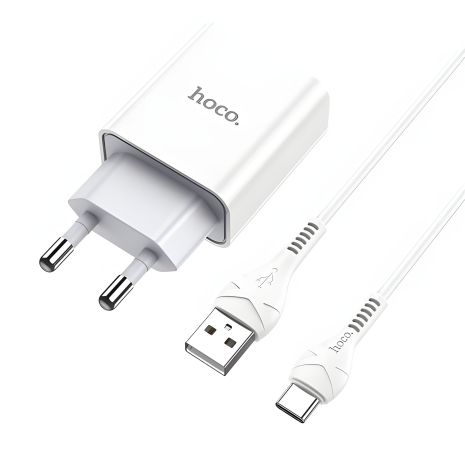 Зарядний пристрій Hoco C81A Type-C 2.1A White (швидке заряджання) Зарядний пристрій Hoco C81A Type-C 2.1A White (швидке заряджання)