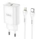 Зарядний пристрій Hoco N14 PD20W + кабель Type-C to Lightning White