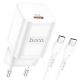 Зарядний пристрій Hoco N19 Rigorous PD25W Type-C to Type-C White Зарядний пристрій Hoco N19 Rigorous PD25W Type-C to Type-C White