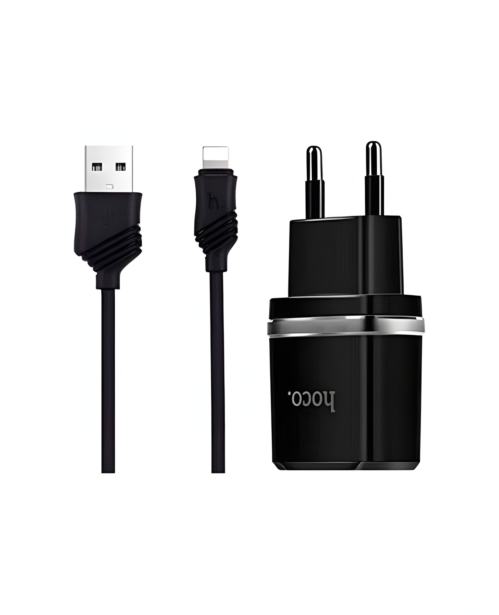 Зарядний пристрій Hoco C12 з двома USB 2.4A Black + Cable для iPhone Lightning Black Зарядний пристрій Hoco C12 з двома USB 2.4A Black + Cable для iPhone Lightning Black