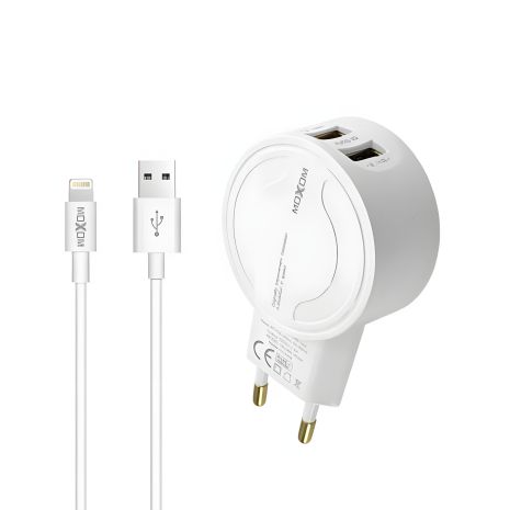Зарядний пристрій Moxom MX-HC04 2.4A 2USB + Cable Lightning White Зарядний пристрій Moxom MX-HC04 2.4A 2USB + Cable Lightning White
