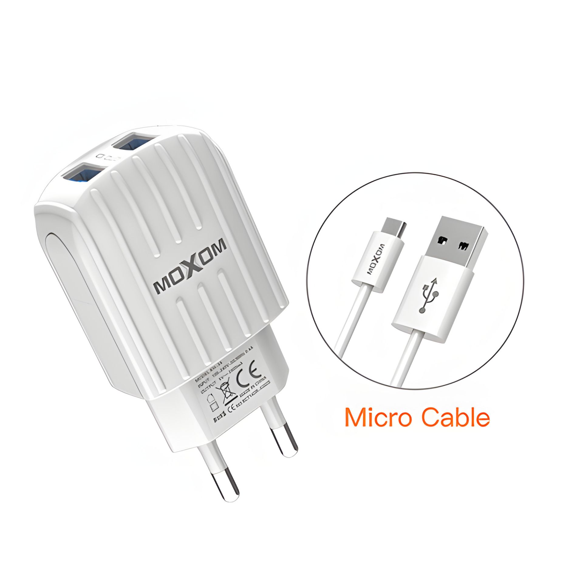 Зарядний пристрій Moxom KH-47 Micro 2USB White Зарядний пристрій Moxom KH-47 Micro 2USB White