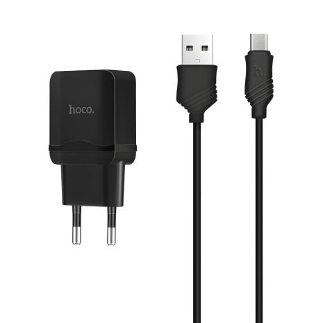 Зарядний пристрій Hoco C22A з Micro USB кабелем, чорний Зарядний пристрій Hoco C22A з Micro USB кабелем, чорний