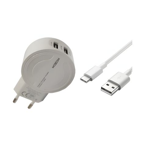 Зарядний пристрій Moxom MX-HC04 2.4A 2USB + Cable Type-C White Зарядний пристрій Moxom MX-HC04 2.4A 2USB + Cable Type-C White