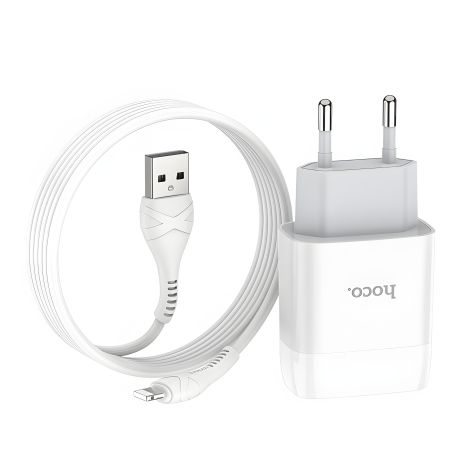 Hoco C72A 2.1A зарядное устройство с Lightning кабелем, белое Hoco C72A 2.1A зарядное устройство с Lightning кабелем, белое