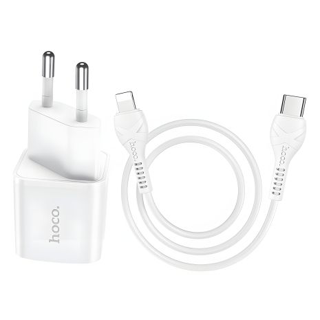 Білий зарядний пристрій Hoco N10 PD 20W Type-C to Lightning 3A Білий зарядний пристрій Hoco N10 PD 20W Type-C to Lightning 3A