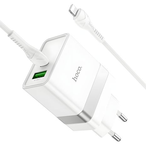 Hoco N21 Topspeed 30W Зарядное устройство Type-C to Lightning PD+QC3.0 Белое Hoco N21 Topspeed 30W Зарядное устройство Type-C to Lightning PD+QC3.0 Белое
