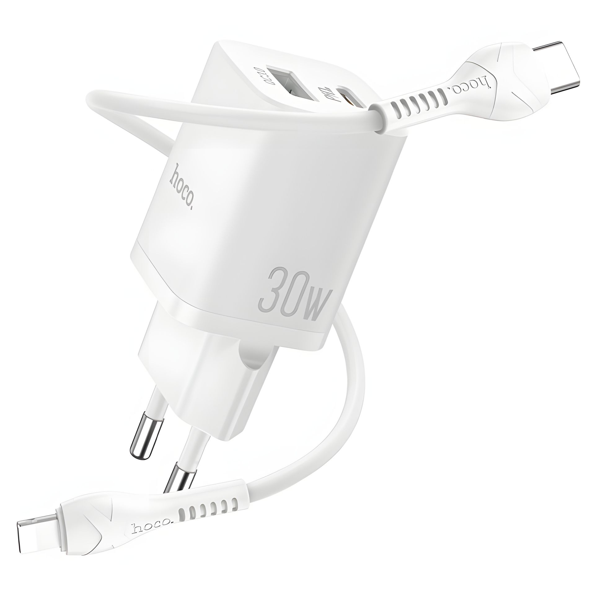 Зарядний пристрій Hoco N13 PD30W+QC3.0 Type-C To Lightning White Зарядний пристрій Hoco N13 PD30W+QC3.0 Type-C To Lightning White