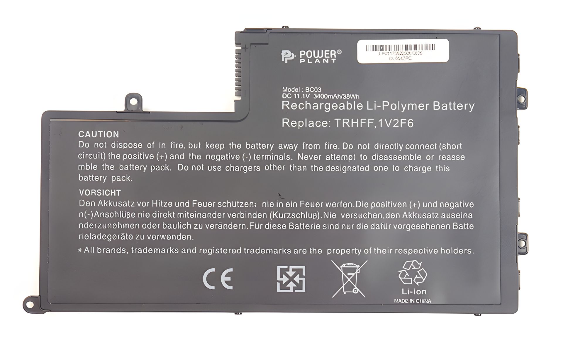 Ноутбучний акумулятор DELL Inspiron 15-5547 Series (TRHFF, DL5547PC) 11.1V 3400mAh Ноутбучний акумулятор DELL Inspiron 15-5547 Series (TRHFF, DL5547PC) 11.1V 3400mAh