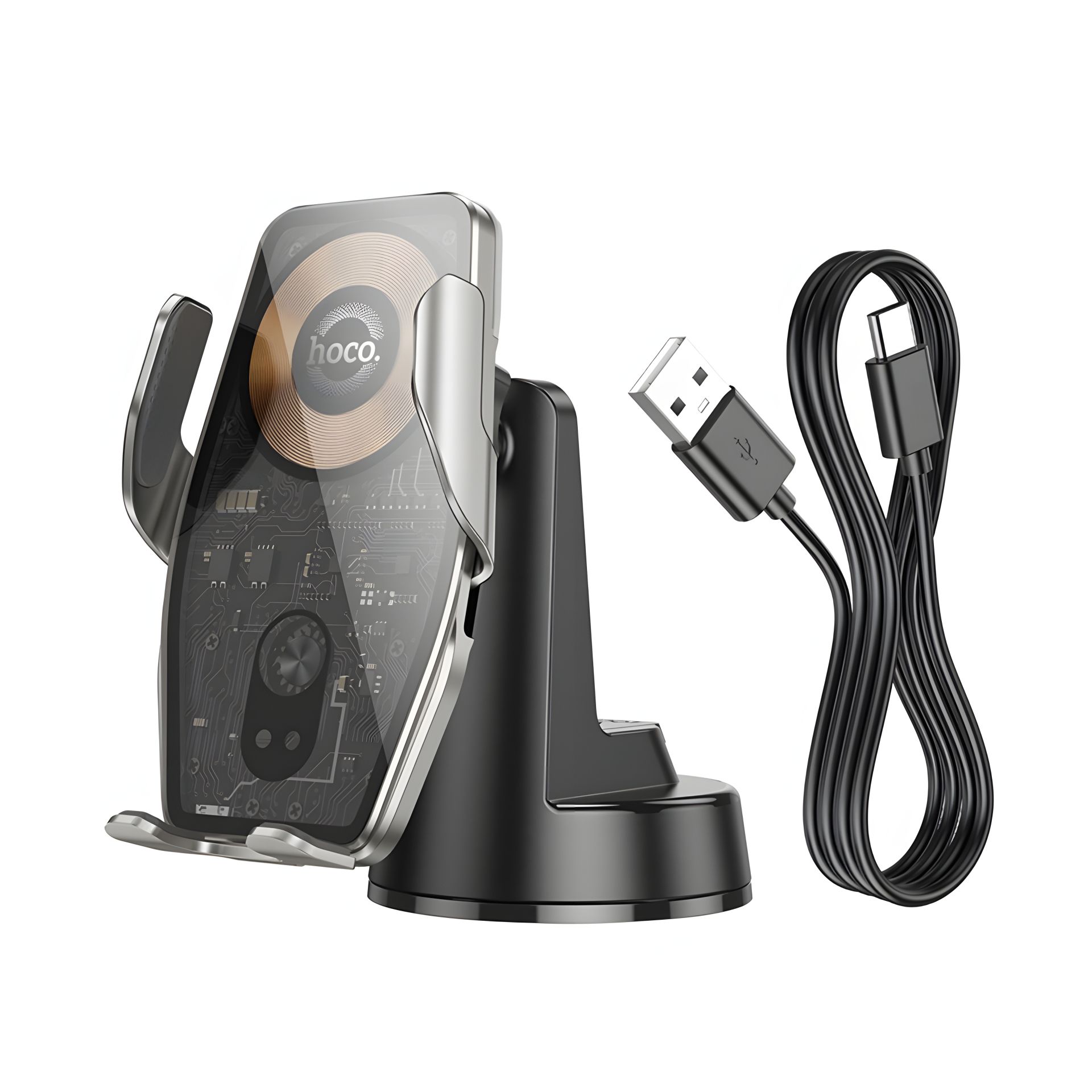 Автотримач Hoco HW27 магнітний з бездротовою зарядкою 15W black metal gray - Тримач з зарядкою Автотримач Hoco HW27 магнітний з бездротовою зарядкою 15W black metal gray - Тримач з зарядкою