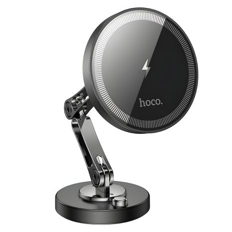 Автотримач Hoco HW26 магнітний з бездротовою зарядкою 15W black metal gray Автотримач Hoco HW26 магнітний з бездротовою зарядкою 15W black metal gray